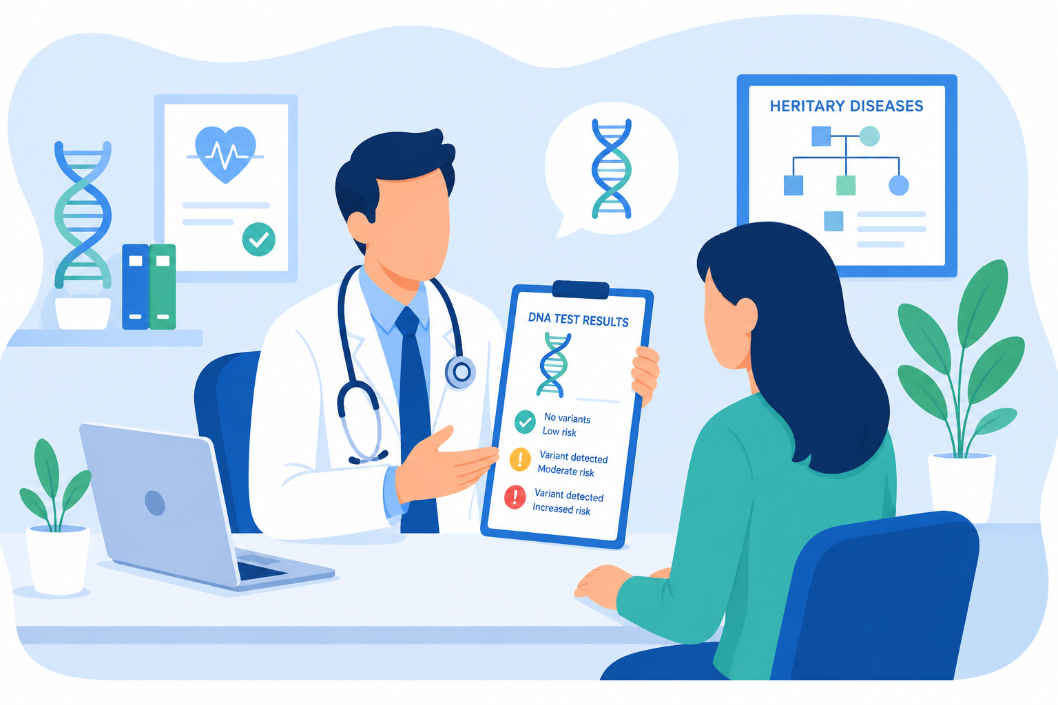 Doctor discussing DNA test results with a patient
